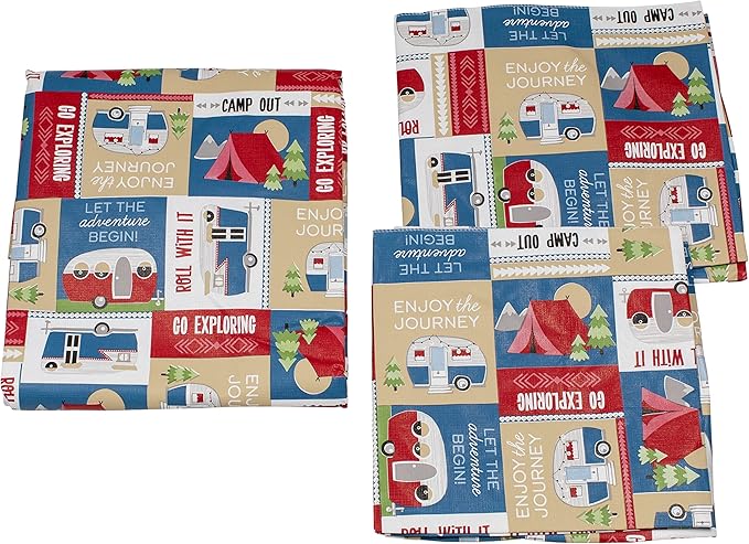 Lippert Vinyl Tablecloth/Bench Cover Set for Camping and Picnics with 100% PEVA Material, Waterproof and Stain-Resistant F...