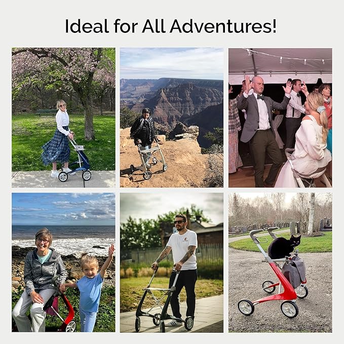 byACRE Carbon Ultralight Rollator - World's Lightest Carbon Rollator - Only 10.6 lbs/for Indoor and Outdoor Use/Foldable and Easy to Travel with (Royal Blue, Compact Track)