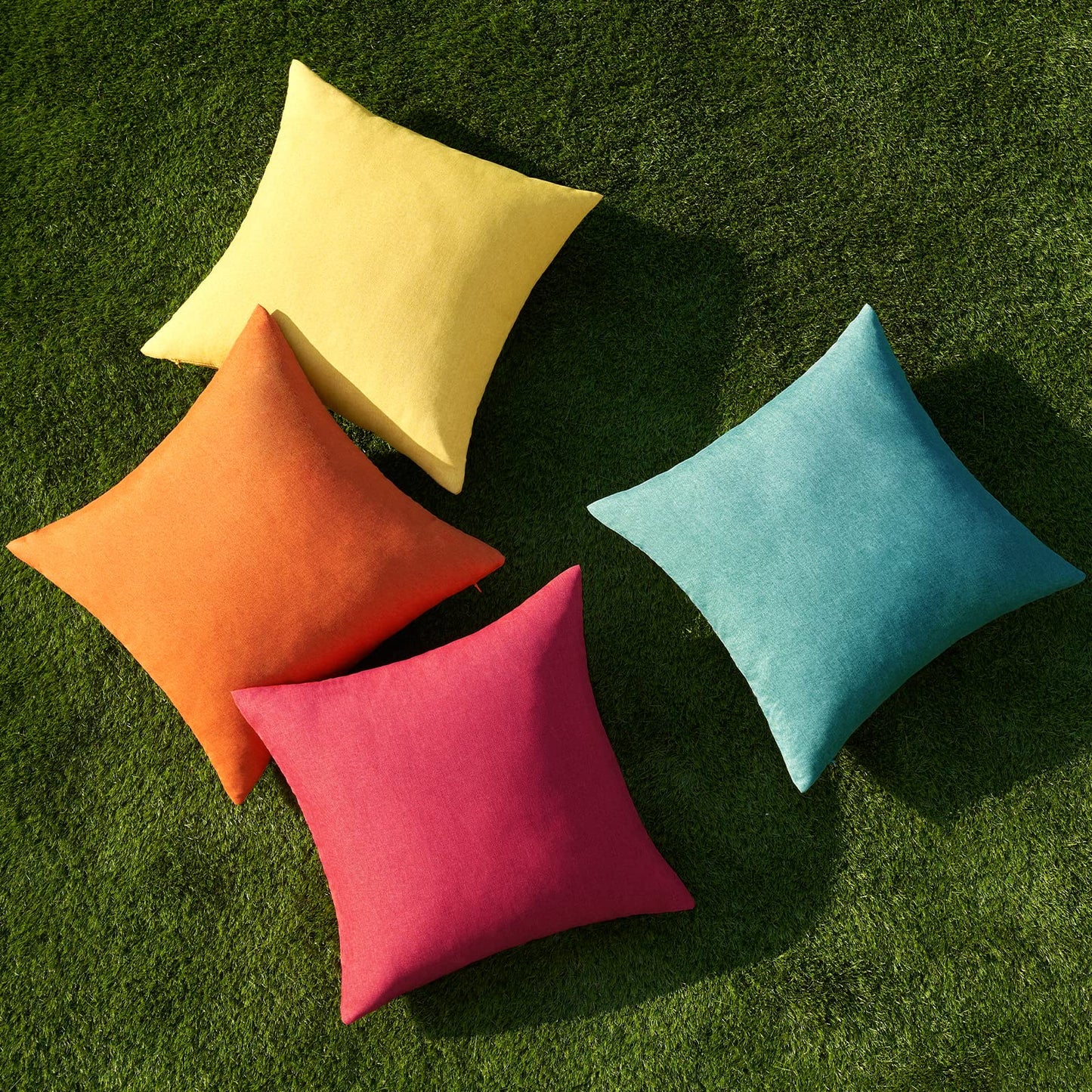 MIULEE Pack of 4 Decorative Outdoor Throw Pillow Covers Linen Waterproof Pillow Covers Farmhouse Cushion Cases for Fall Patio Garden Tent Balcony Couch Sofa18x18 inch Red/Turquoise