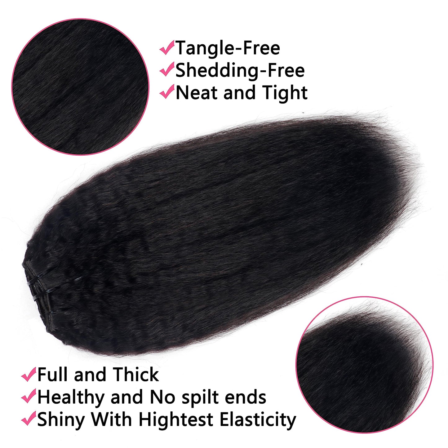 Mihugass Clip in Hair Extensions Real Human Hair Clip Ins 100% Unprocessed Brazilian Virgin Hair Clip on Hair Extensions Kinky S