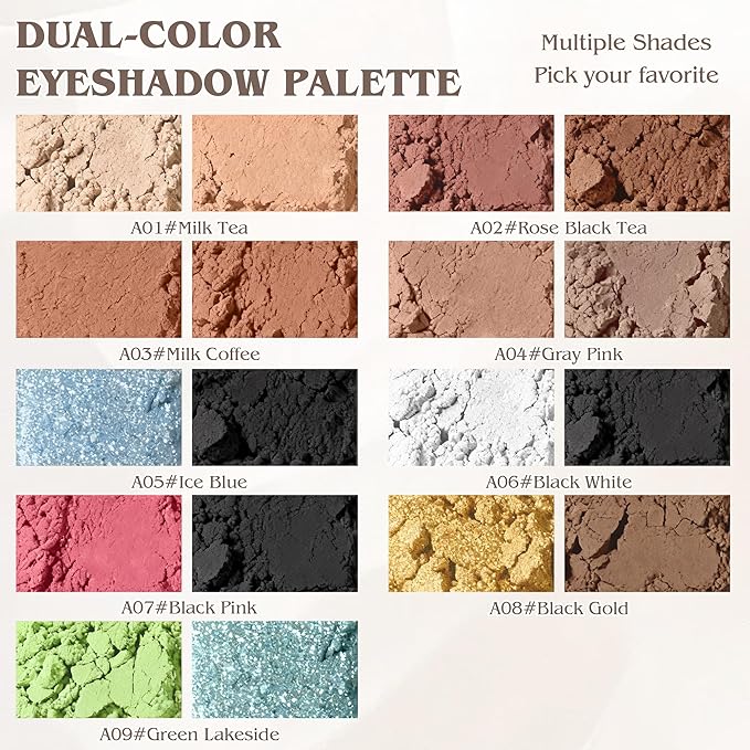 Duo Eye Shadow Powder，Nude Warm Matte Eyeshadow Makeup Palette，Neutral Shades Eyeshadow Palette for Woman Daily Eyes Looks，Highly Pigmented，Smooth, Blendable，sombras de ojos, Cruelty-Free 01