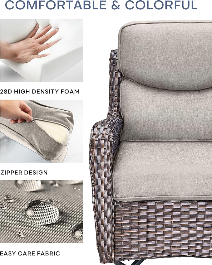 ACTREST Pop 22x25/22x24 Outdoor Furniture Cushions Set of 6 - Comfortable Patio Chair Cushion for Rattan Wicker Dining Rocking Swivel Chairs Loveseat Couch L-Shape Sectional Sofa - Beige/Smile