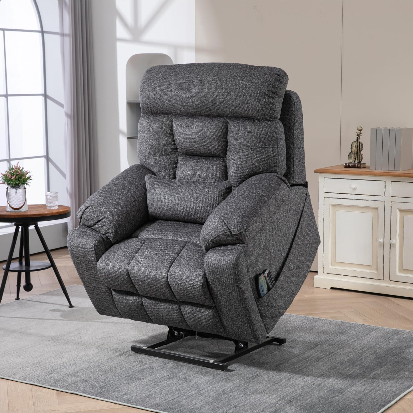4 Motors Oversized Electric Lift Chair Power Recliner Sofa Chair for Adults with Massgae,Heat and Hidden Cup Holders, 180° Infinite Electric Reclining Armchair Comfy for Living Room, Bedroom,Office