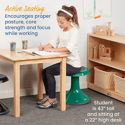 ECR4Kids ACE Active Core Engagement Wobble Stool, 15-Inch Seat Height, Flexible Seating, Green