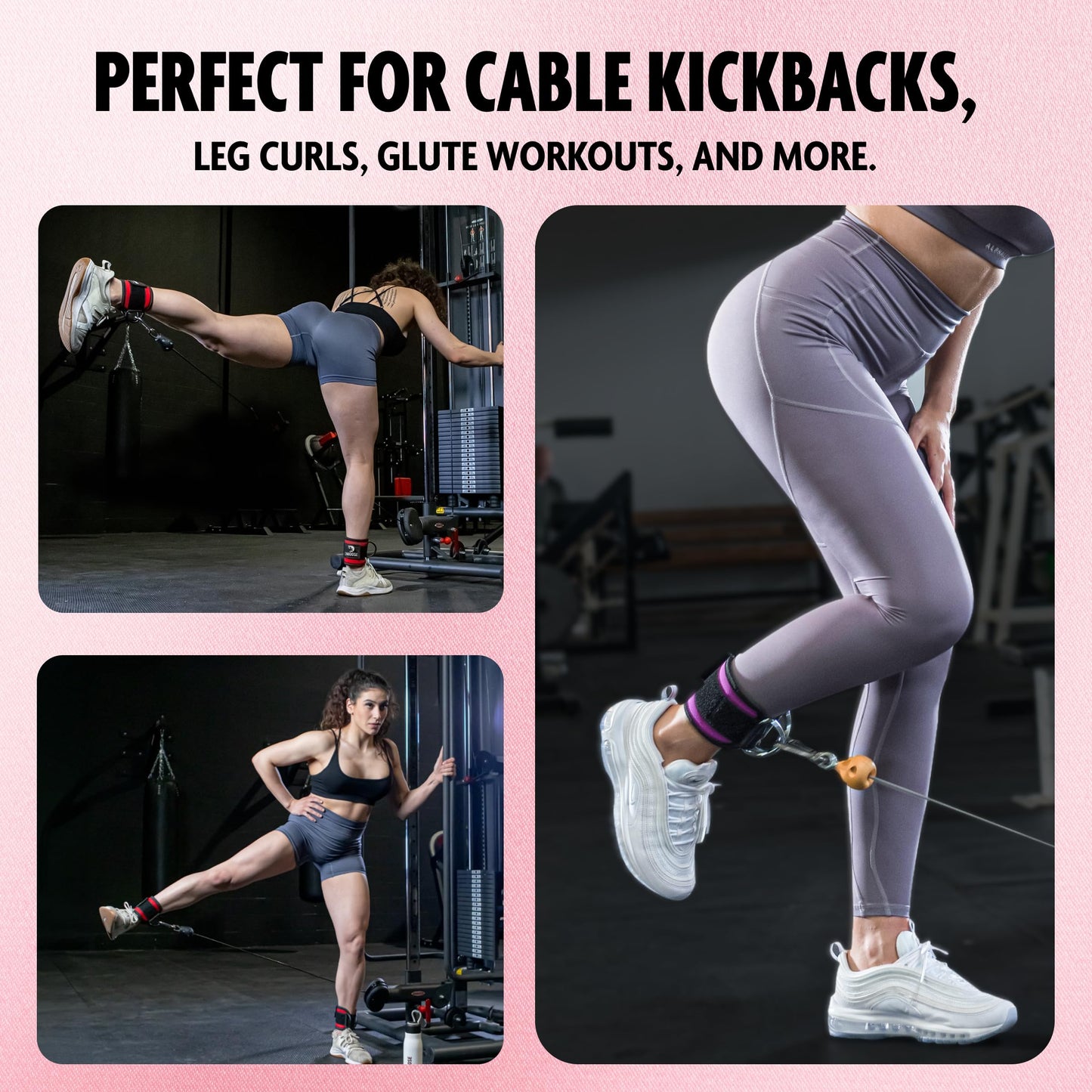 DMoose Ankle Strap for Cable Machine - One Size Fit with Premium Padding, Glute Kickback Ankle Strap, Ankle Cable Straps for Workout, Booty Workout, Leg Extension, Hip Abductors & Lower Body Exercises