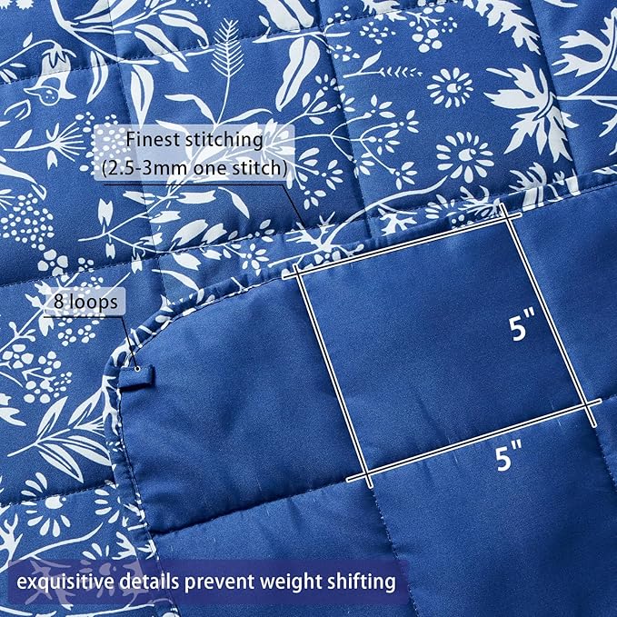 yescool Weighted Blanket for Adults (15 lbs, 48" x 72", Indigo) Cooling Heavy Blanket for Sleeping Perfect for 140-160 lbs, Twin Size Breathable Blanket with Premium Glass Bead, Machine Washable