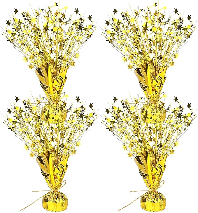 4 PCS Gold Metallic Foil Spray Centerpiece Star Table Decorations for Wedding Birthday Anniversary Graduation Party Suppli...