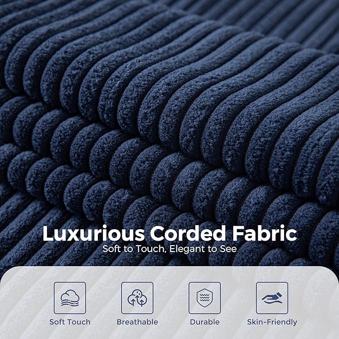 MAXYOYO 132" Oversize Modular Sectional Couch with L-Shape Chaise, Modern Boneless Couch for Living Room, Sofa in A Box, Oversized Sofa Sleeper with Deep Seat, No Assembly Required, Navy