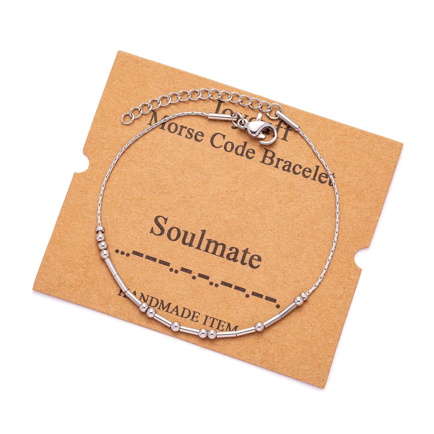 JoycuFF Soulmate Morse Code Bracelet for Girlfriend Wife Birthday Christmas Gifts Handmade Bead Stackable String Bracelets Inspi