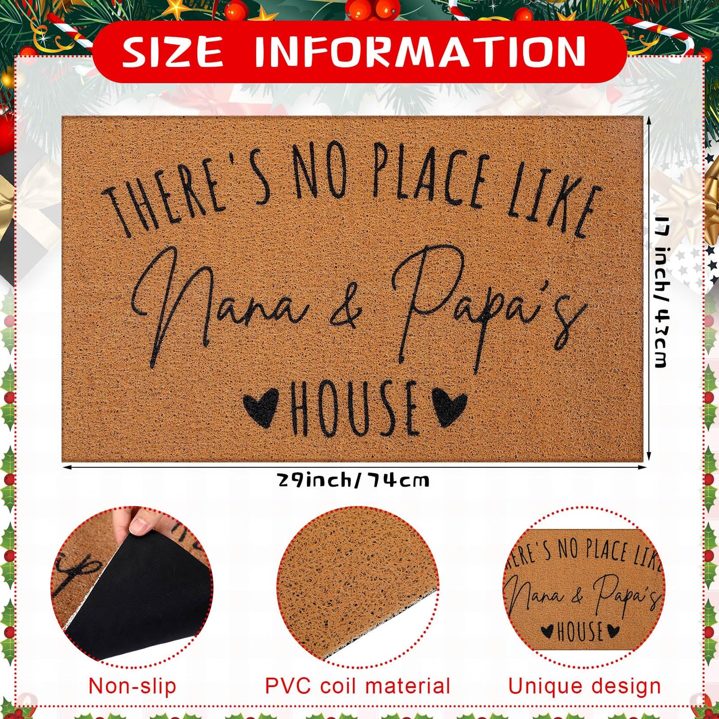 Tinideya Grandparents Day Gifts Nana Papa Welcome Doormat for Grandma Grandparents, Gigi Mimi Gifts from Grandkids Granddaughter, Birthday for Front Porch Decor(Nana Papa,29 x 17 Inch)