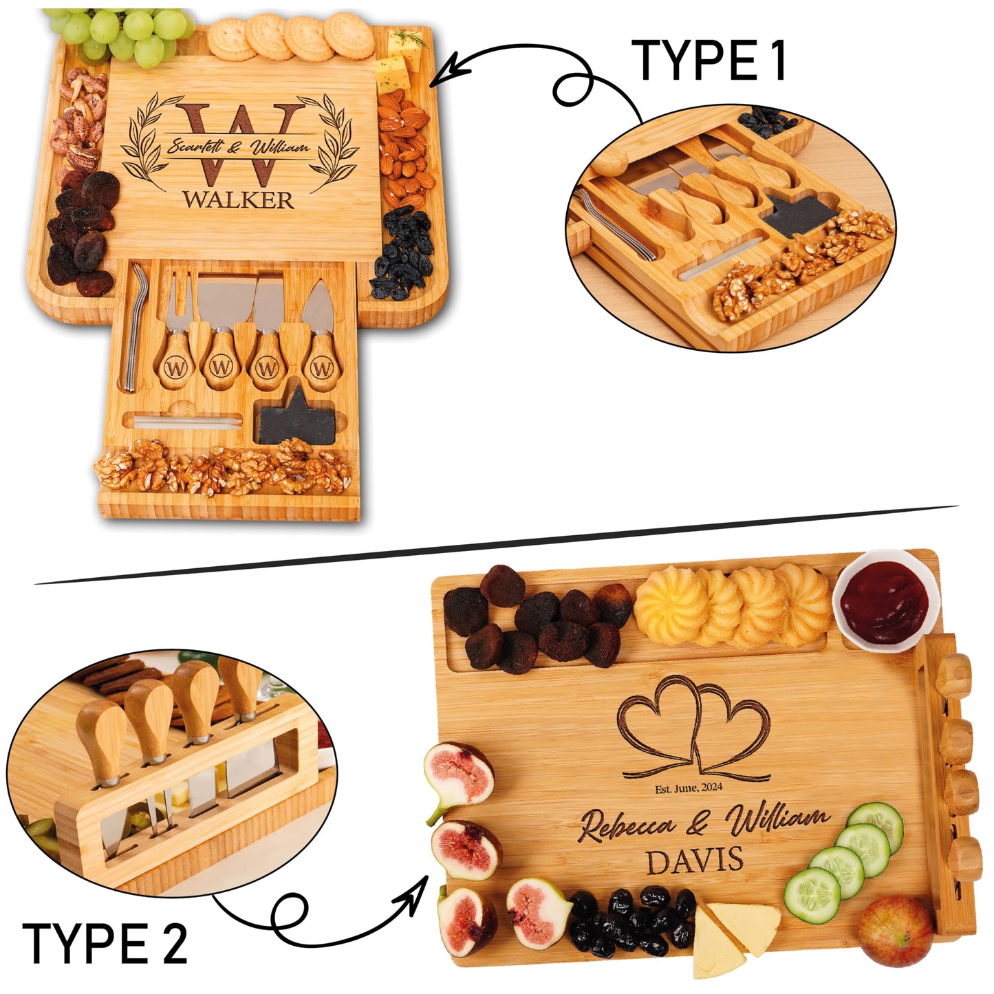 Personalized Charcuterie Board, Wedding Gifts for Couples 2025, Custom Engraved Cutting Board for Anniversary, Engagement, New Home, Christmas, Gift for Bride, Parent, Women, Newlyweds, Housewarming