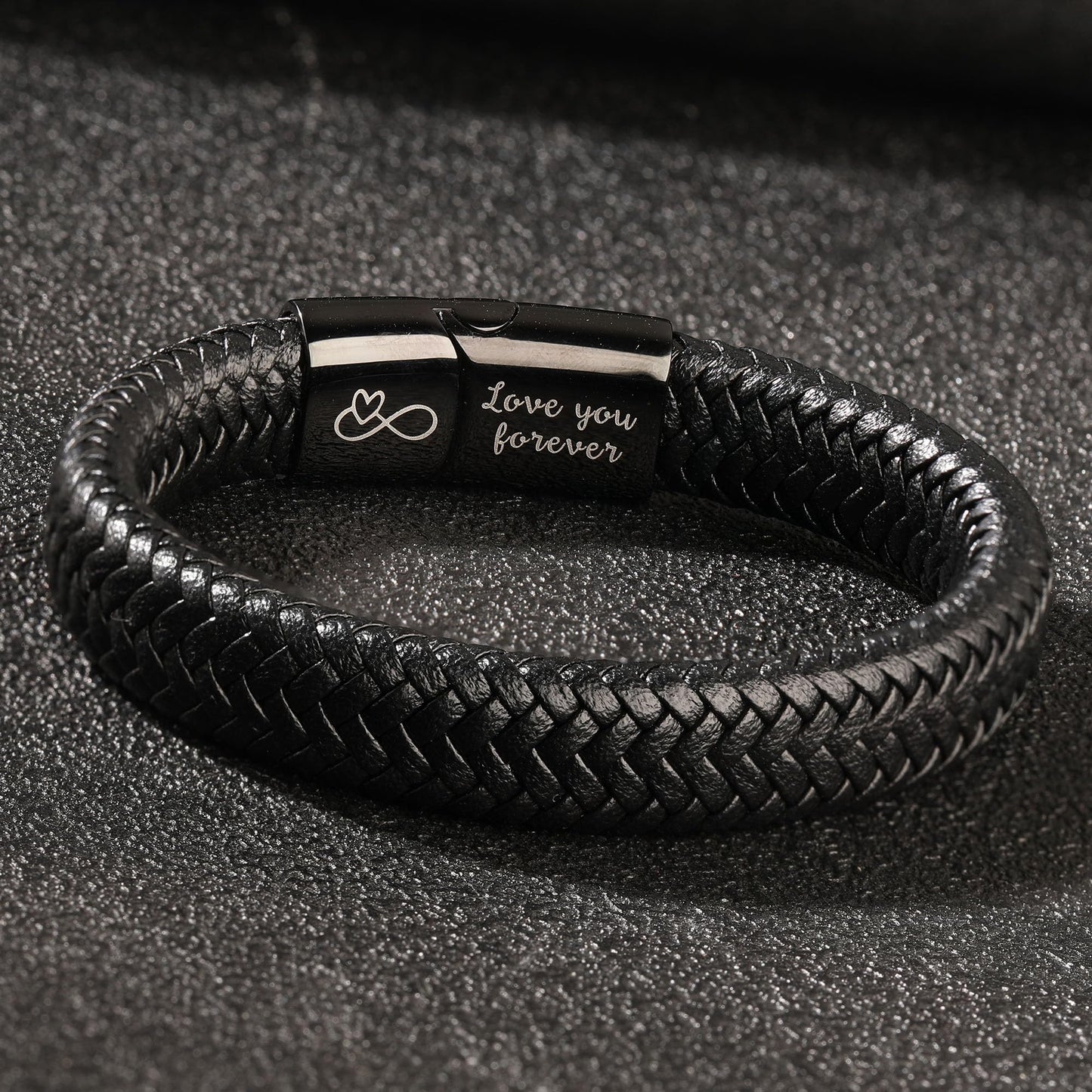 Btysun Boyfriend Gifts Cool Leather Bracelets for Men I Love You Gifts for Him Infinity Mens Bracelet Braidad Black Fathers Day Birthday Gift for Boyfriend Birthday Anniversary Jewelry