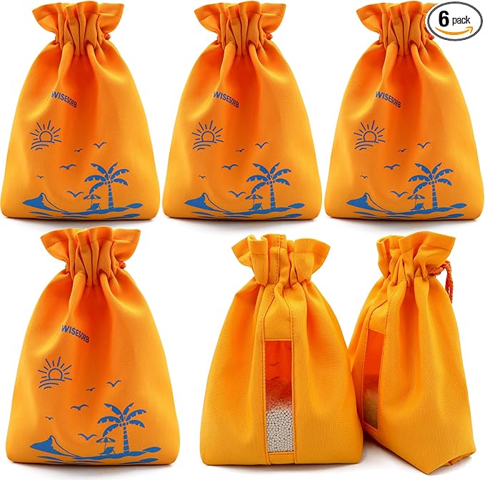 6Pcs 7x9 inch Cloth Storage Bags with Drawstrings, Large Size, Multipurpose Bags with Sewing Transparent Window for Desiccant Beads, Snacks, Seeds