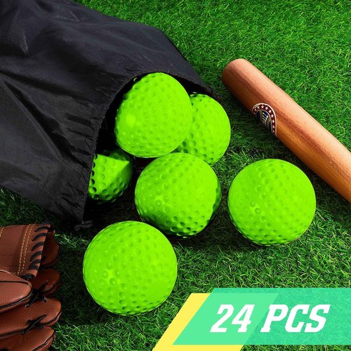 Deekin 24 PCS Pitching Machine Softballs, Dimpled Softballs, Practice Foam Sport Pitching Machine Game Ball for Indoor Outdoor Practice, 2 Dozen(12 Inch,Green)