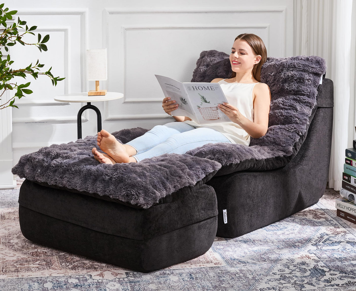 Hobestluk Sofa Couch Foam Sofa for Small Spaces Comfy Sofas with footrest Couch Recliner Small Sofas for Living Room, Bedroom, Apartment (Dark Grey)