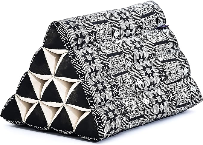 Leewadee Triangle Cushion – Comfortable Backrest for TV or Reading, Incline Pillow for Relaxing Made of Eco-Friendly Kapok, 20 x 13 inches, Black