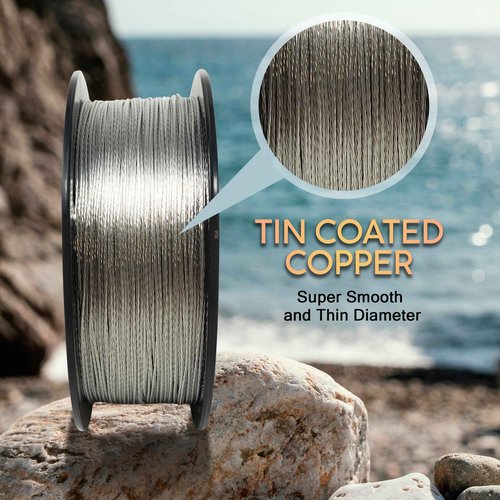Reaction Tackle Copper Trolling Wire - Copper Fishing Line - Corrosion Resistant Tin Coated Copper Super Smooth and Thin Diameter to Reach Deeper Depths 32LB / 600 Foot