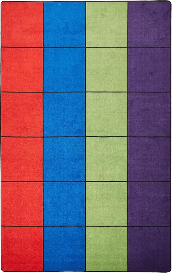 KIDCARPET.COM Blocks Seating Classroom Rug Multi with 24 Squares, 7'6" x 12' Rectangle, Educational Classroom Rug, Kids Learning Play Mat | Area Rug for Bedroom or Playroom