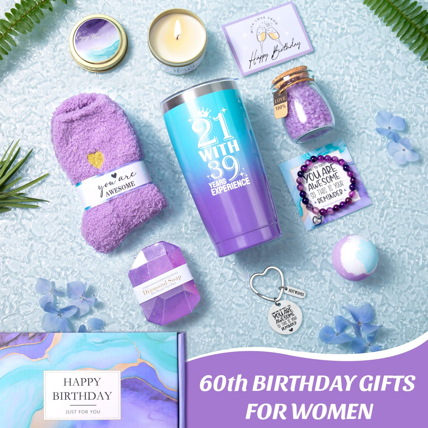 60th Birthday Gifts For Women, Unique Birthday Gifts Ideas for 60 Year Old women, Happy 60th Birthday Gifts for Her Mom Sister Friend Wife Coworker Bestie Teacher