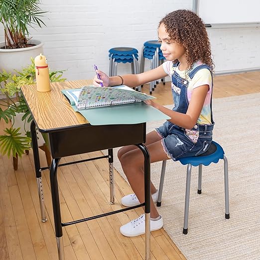 ECR4Kids Daisy Stackable Stool Set, Flexible Seating, Blue, 8-Piece