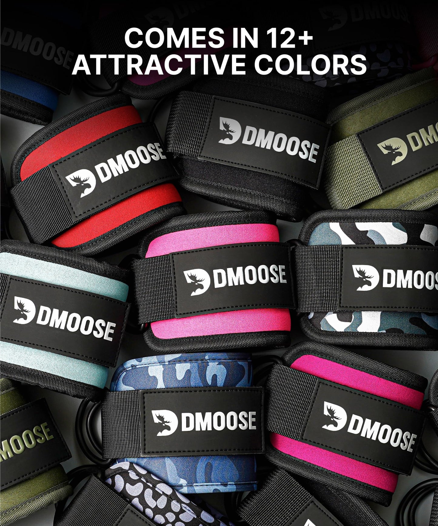 DMoose Fitness Ankle Straps for Cable Machines - One Size Fit Premium Padding, Glute Kickback Ankle Strap for Women & Men, Cable Attachments for Gym, Booty Workouts & Hip Abductors (All Red - Single)