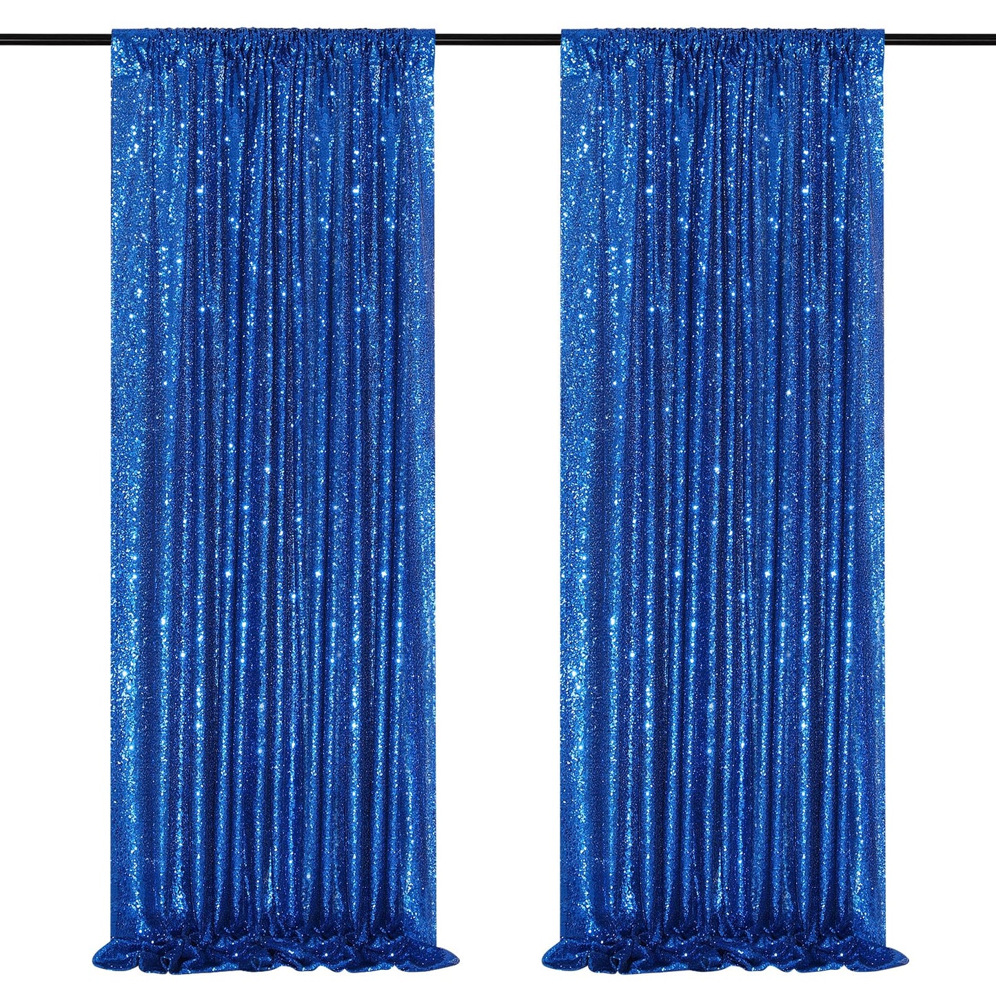 Royal Blue Backdrop Curtain Panels 2 Pieces 2ftx8ft Sequin Party Background for Birthdays Independence Day Theme Decorations
