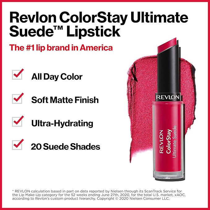 REVLON ColorStay Ultimate Suede Lipstick, Longwear Soft, UltraHydrating HighImpact Lip Color, Formulated with Vitamin E, Couture (075), 0.09 oz
