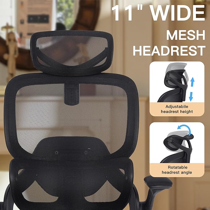 FAMSINGO Big and Tall Office Chair Mesh Black Chair