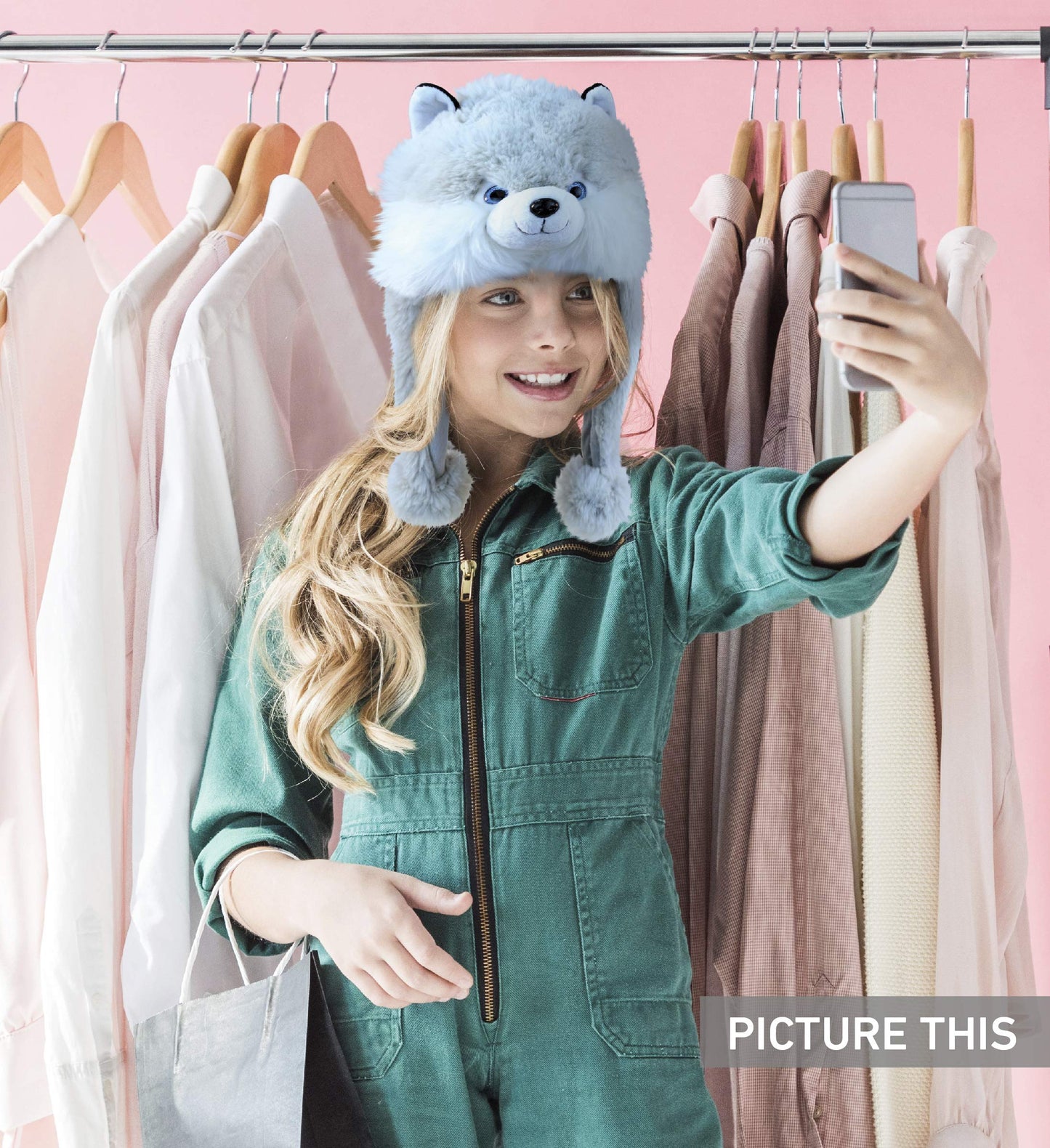 DolliBu Gray Husky Dog Plush – Stuffed Animal Beanie with Ear Flaps, Cozy Fleece Winter Headwear for Kids & Adults, Funny Husky Costume for Halloween or Cosplay – One Size