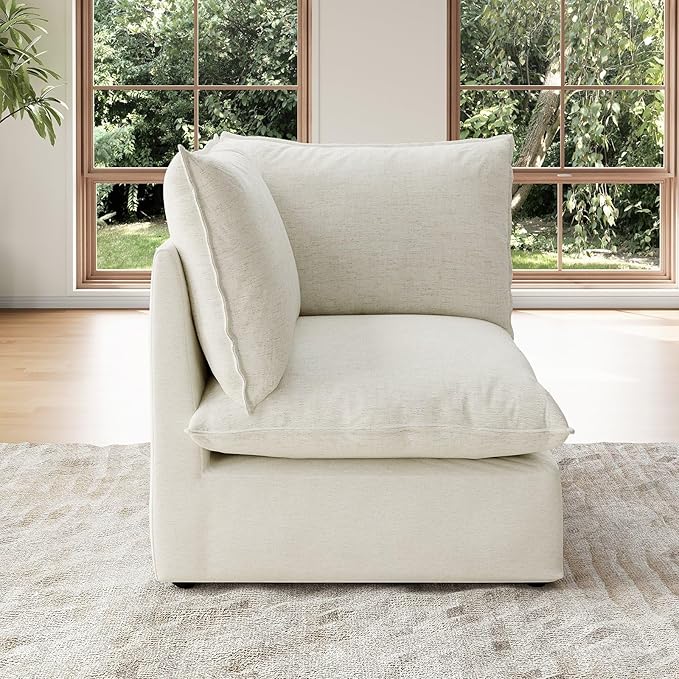 Forest aesthetics Cloud Modular Sectional,Corner Waterproof High Backrest Sectional Sofas,Down Filled Modular Couch with Removable Washable Cover for Living Room,Cream White