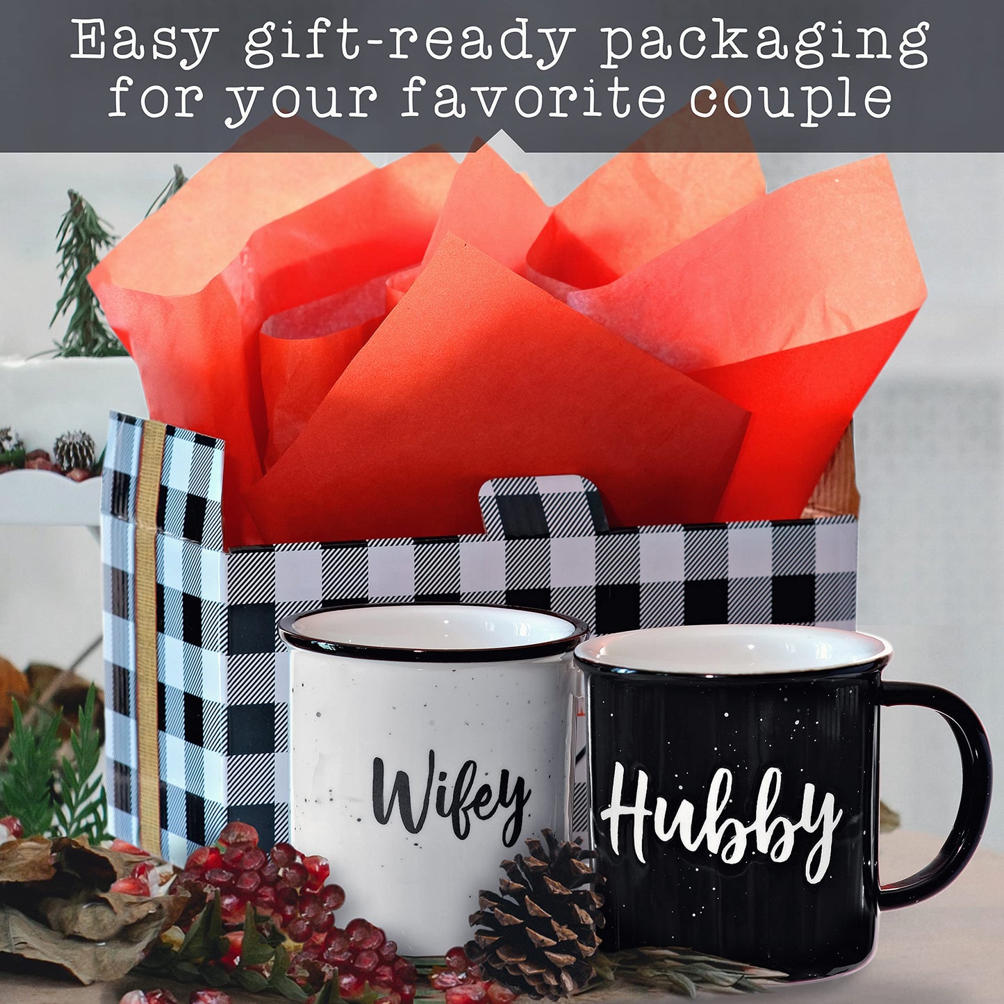 MAINEVENT Wifey Hubby Mugs Set of 2 Coffee Mug 11 Ounce, Husband Wife Gift, His Hers Coffee Cup
