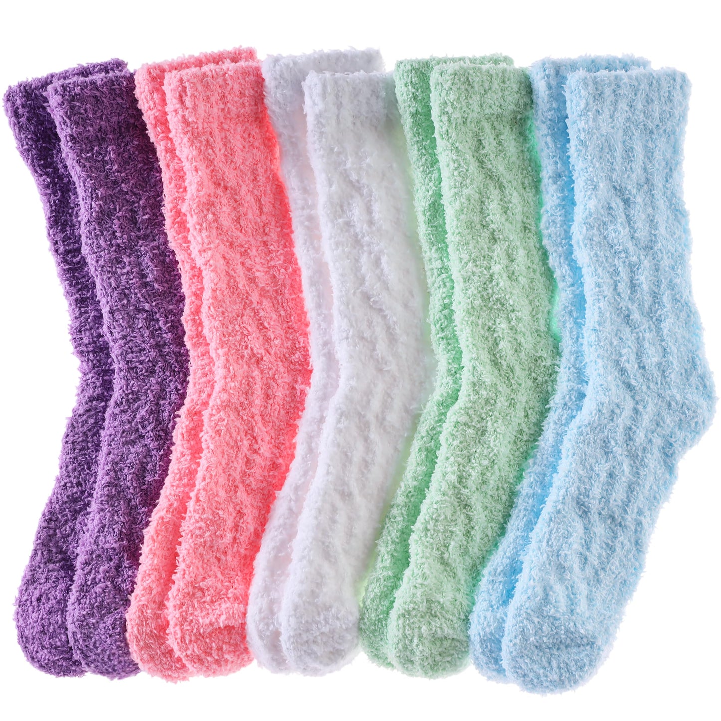 NOCIN COLOR Womens Fuzzy Socks Cozy Fluffy Slipper Soft Winter Warm Home Sleeping Christmas Socks （5 Pairs Candy Colors）