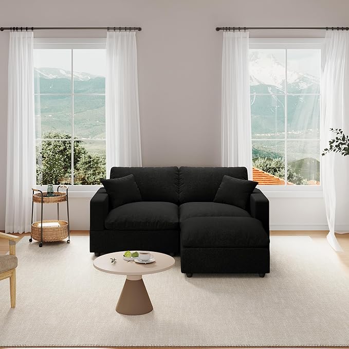 Modular Sectional Sofa Cloud Couch for Living Room, Modern Minimalist Comfy Deep Sofa Couches, Upholstered Couch with Removable & Washable Cushion Covers, Wide Armrest, Filled with Down and Cotton