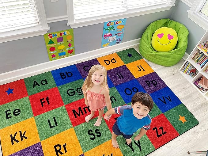 KIDCARPET.COM Row by Row Alphabet Rug, 4' x 6', Multicolored, Educational Classroom Rug, Kids Learning Play Mat | Area Rug for Bedroom or Playroom
