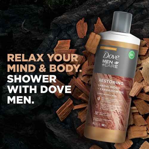 DOVE MEN + CARE Blue Eucalyptus Birch and Sandalwood Cardamom 4 Count Body Wash Bundle