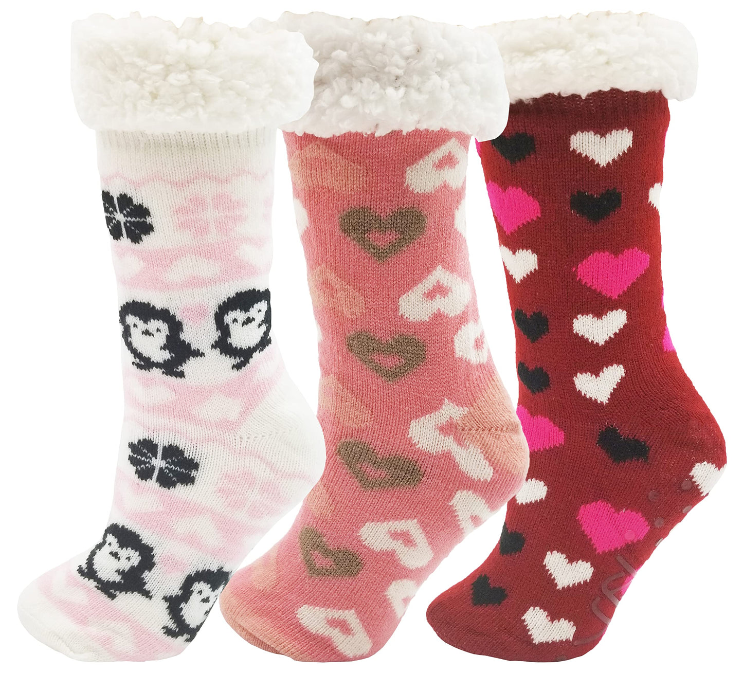 Heart Print Crew Socks for Women, Bulk Valentines Day Pink Love Colorful Pattern Novelty Galentines, Mothers Day