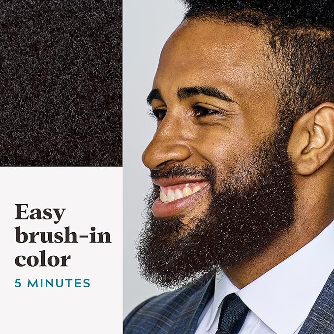 Just For Men Mustache & Beard, Beard Dye for Men with Brush, With Keratin Biotin Aloe and Coconut Oil for Healthy Facial Hair - Rich Dark Brown, M-47, Pack of 1 (Packaging May Vary)