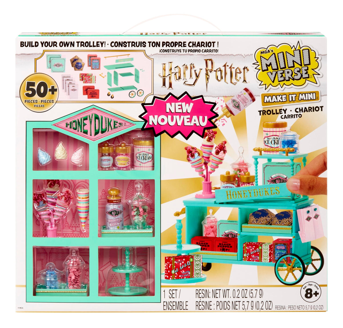 MGA's Miniverse Make It Mini Honeydukes Trolley Harry Potter Mini Collectibles, 50+ Pieces, DIY, Resin Play, Replica Food, NOT Edible, Collectors, 8+