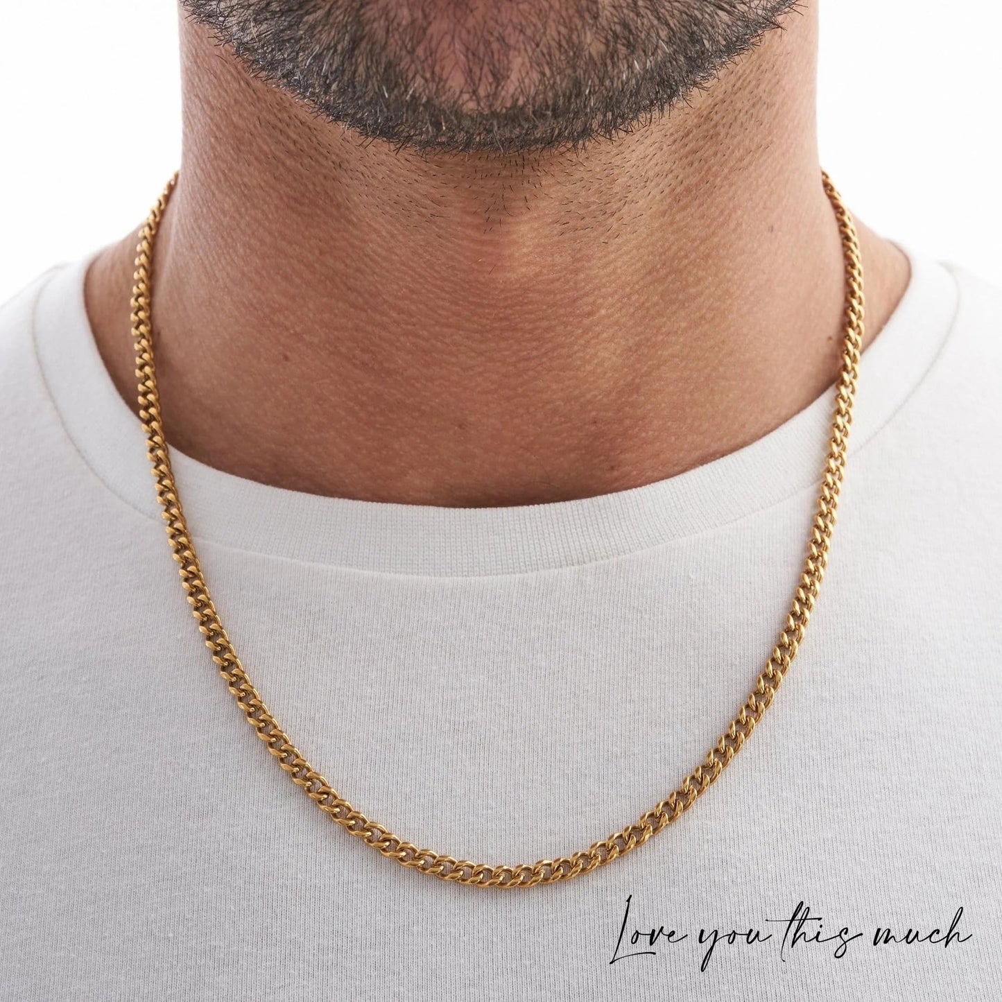 To My Man Steel Cuban Necklace, Meaningful Gift for Him, Romantic Gift for Boyfriend Long Distance, Small Sentimental Present for Boyfriend (Your Crown, 18k Gold Finish)