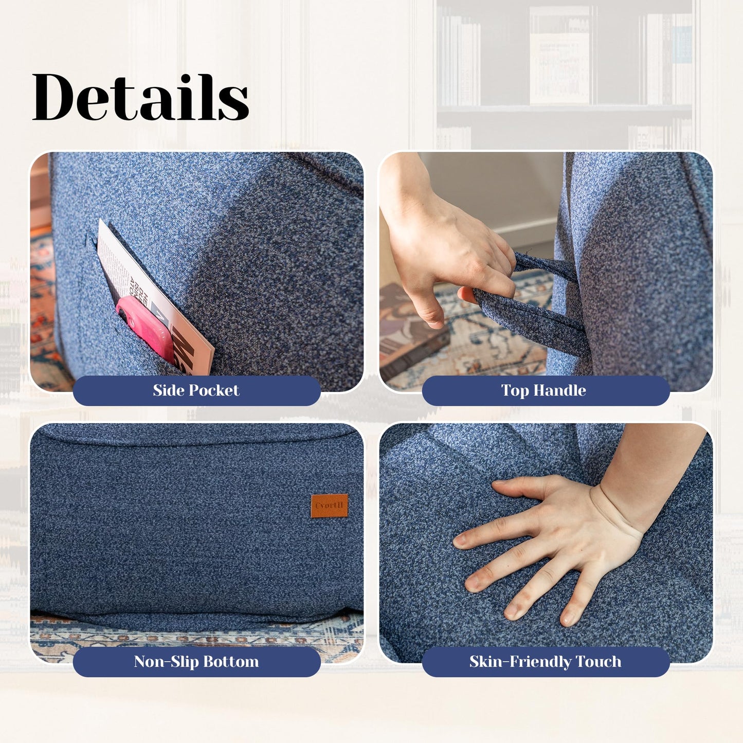 Cvortll Bean Bag Chair for Adults, Comfy Tufted Bean Bag Chair Sofa with Armrests, Lazy Beanbag Chair with Foam Filler Stuffed Bean Bag Couch Sofa for Reading in Bedroom, Living Room and Dorms