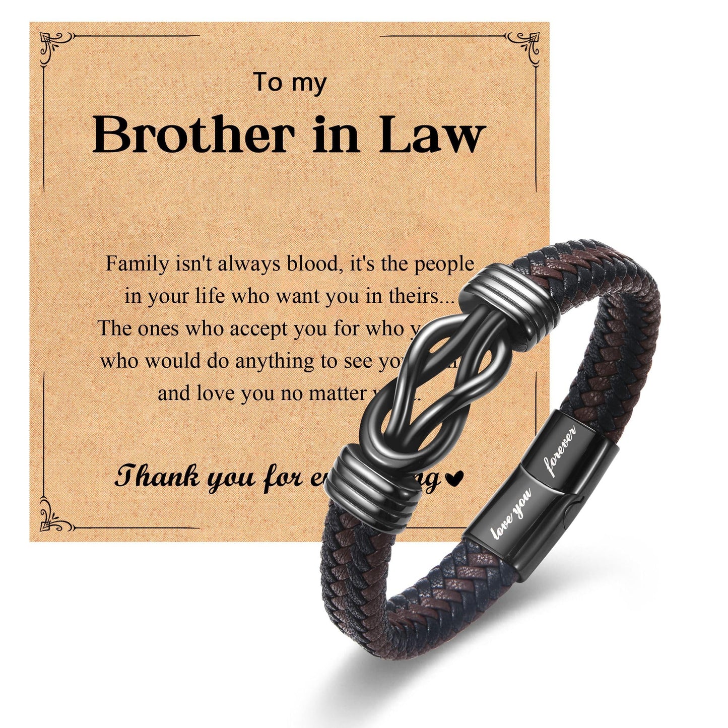 Leyung Christmas Birthday Gifts for Brother in Law, Leather Knot to My Brother-in-Law Bracelet, Best Cool Jewelery Gifts for Men Teenage Boys