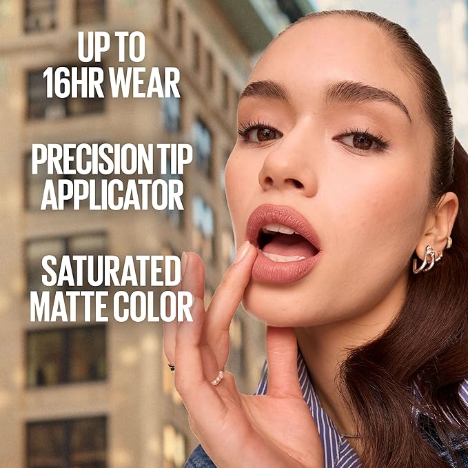 Maybelline Super Stay Matte Ink Liquid Lipstick Makeup, Long Lasting High Impact Color, Up to 16H Wear, Inspirer, Light Mauve Pink, 1 Count, Packaging May Vary