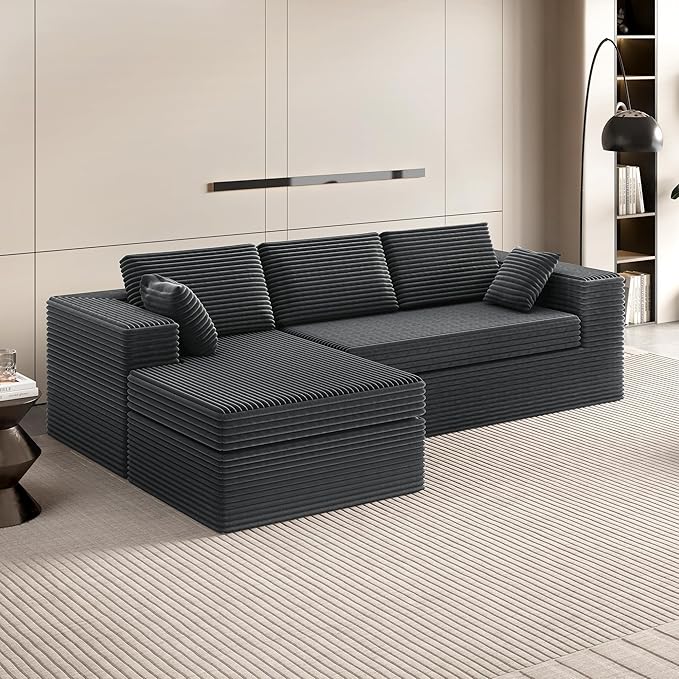 Extra Firm 108” Cloud Boneless Couches for Living Room,Modular Sectional Cloud Couch with Deep Seat, High-Resilience Foam/Sag-Resistant/Keeps its Form, No Assembly Required(Left-Facing Chaise) | Extended Durability, Extra Firm Support, Not easily colla...