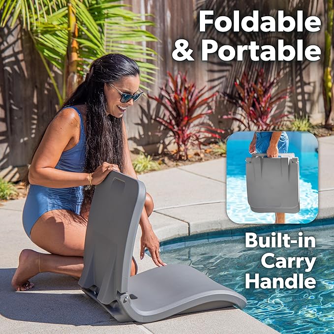 Coast Modern Portable Poolside Chair – Adult Foldable Flip Chair for Pool, Beach, Tailgating & Stadium – Durable Plastic with Back Support