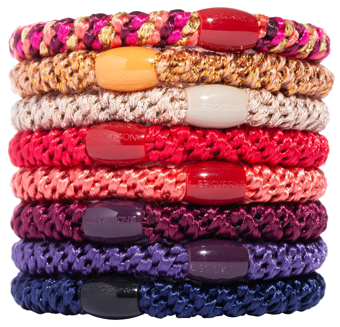 Colorful Hair Ties for Thick Hair, Grab & Go Ponytail Holders, 8 Pack, Morocco Jewel Tone, Thick No-Crease Bands with Strong Hol