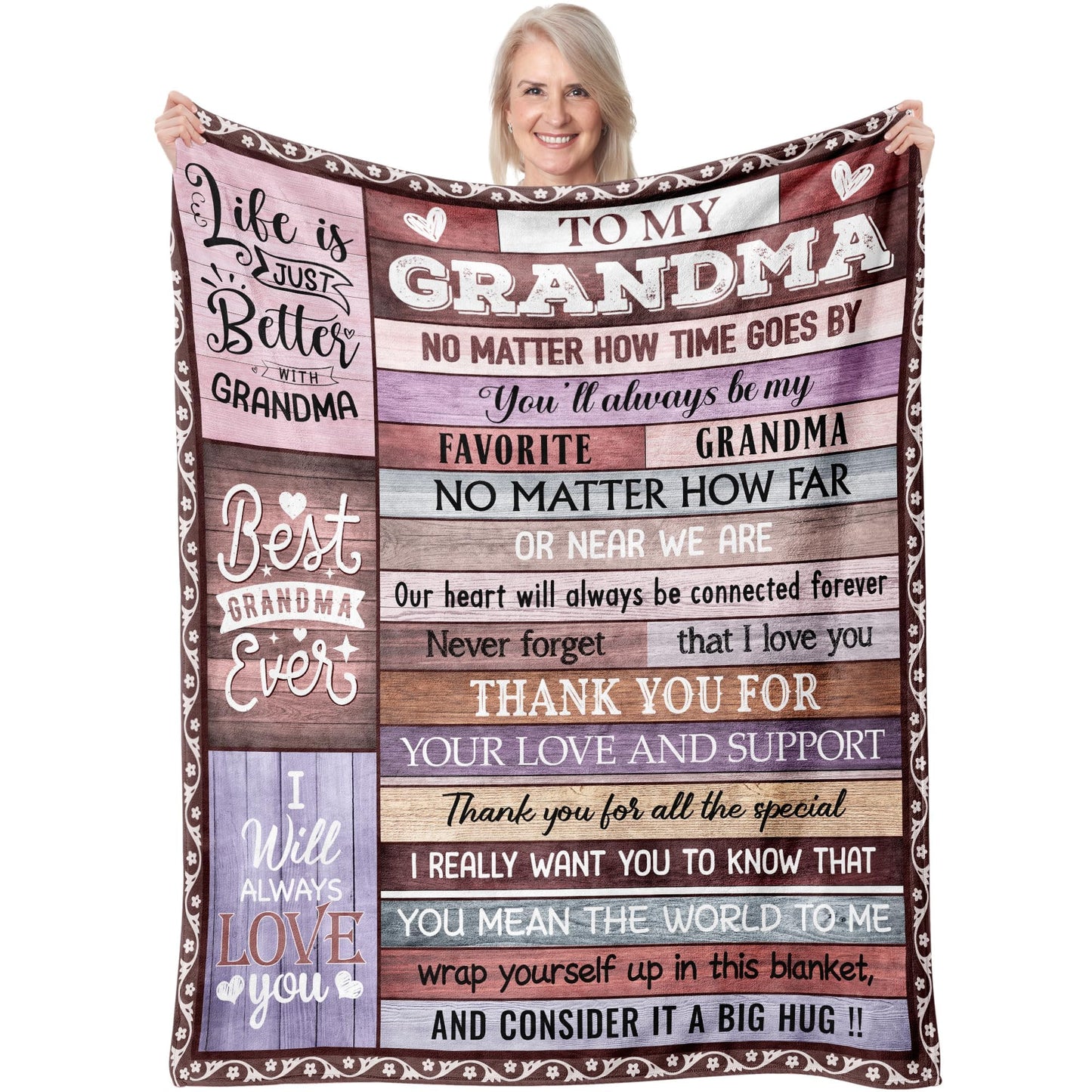Keeinow Grandma Gifts, Grandma Birthday Gifts, Great Gift for Grandmas from Granddaughter, Happy Mothers Day for Grandmas Throw Blanket 50"x60"