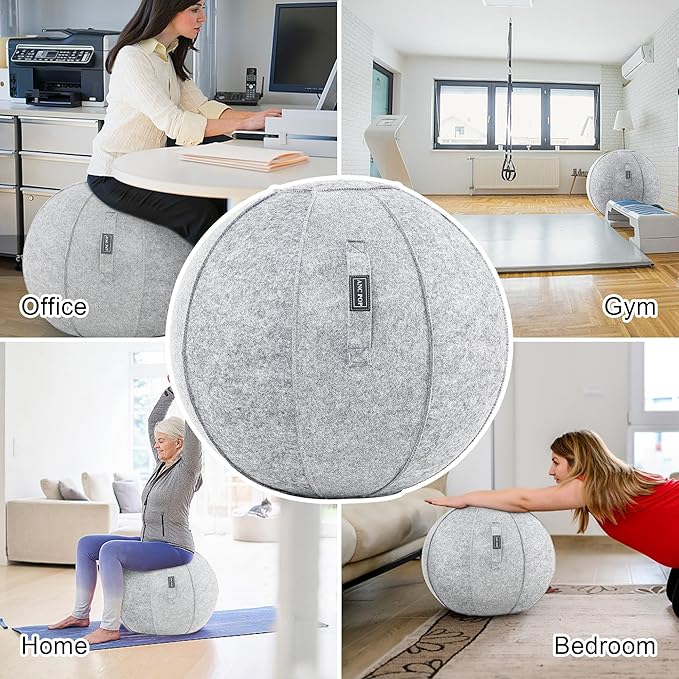 ANC POP Yoga Ball Exercise Ball, Anti Slip Stability Ball Chair, 25” Heavy Duty Large Gym Ball for Fitness, Balance and Core Workout with Cover, Easy Clean