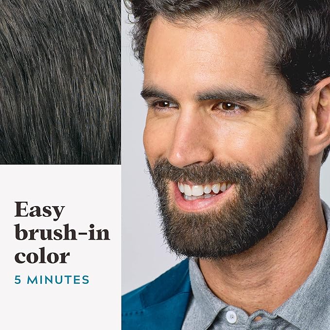 Just For Men Mustache & Beard, Beard Dye for Men with Brush, With Keratin Biotin Aloe and Coconut Oil for Healthy Facial Hair - Deep Dark Brown, M-46, Pack of 3 (Packaging May Vary)
