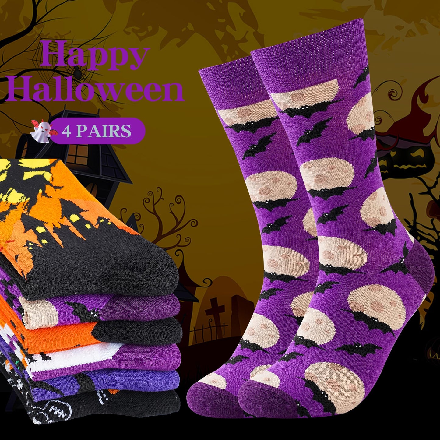 BONANGEL Mens Dress Socks Fun Funny Colorful Crazy Crew Dress Socks For Men 9-12