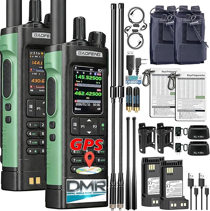 BAOFENG DM-32UV 10W DMR Radio with GPS NOAA for Hiking Camping Multi-Band Handheld Radio Copy Frequency Type-C Comms Cards...
